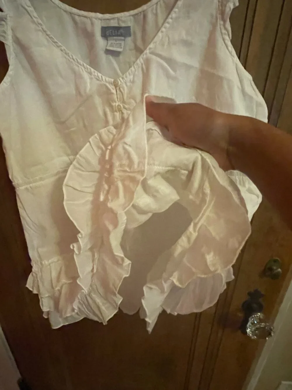 Beautiful White Delia's All Cotton Frilly Summer Baby Doll Style Top!! Women's L - Picture 14 of 16